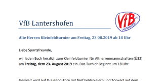 Einladung zum diesjährigen AH-Kleinfeldturnier