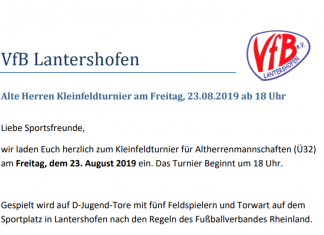 Einladung zum diesjährigen AH-Kleinfeldturnier